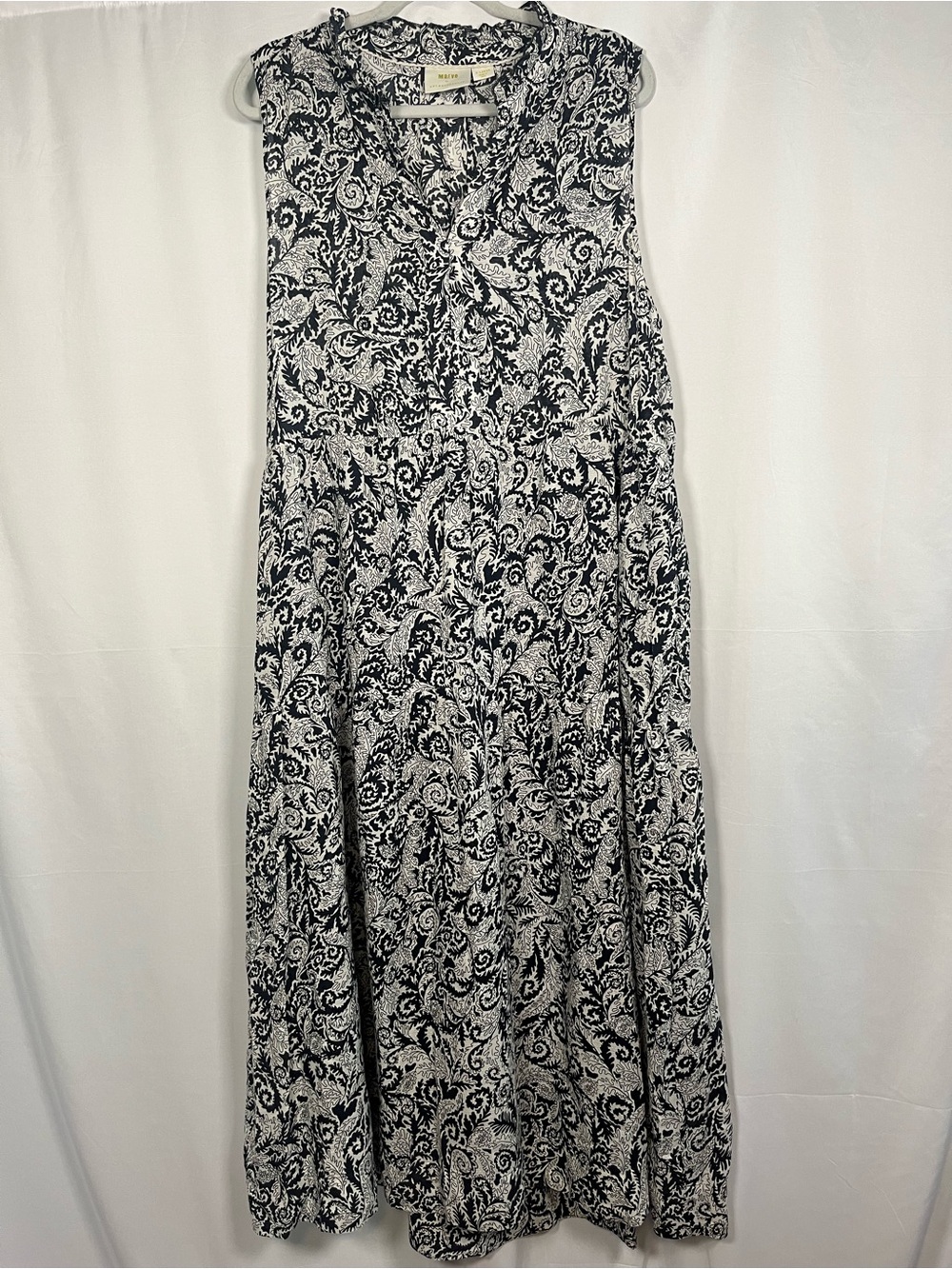 Anthropologie x Maeve Marya black white cotton maxi dress sz XL EUC - Picture 3 of 11
